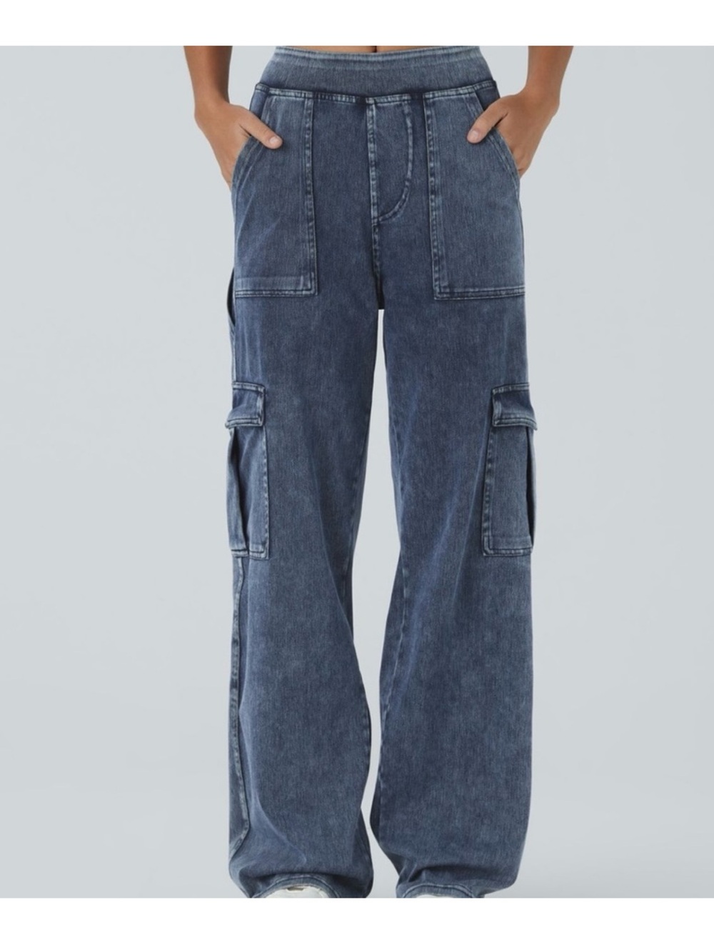 HALARA Flex™ Mid Rise Cargo Straight Leg Wide Leg Jeans Size Small Petite